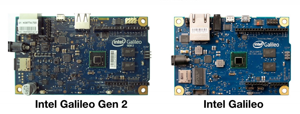 Intel Galileo Gen 2 e Intel Galileo lado a lado