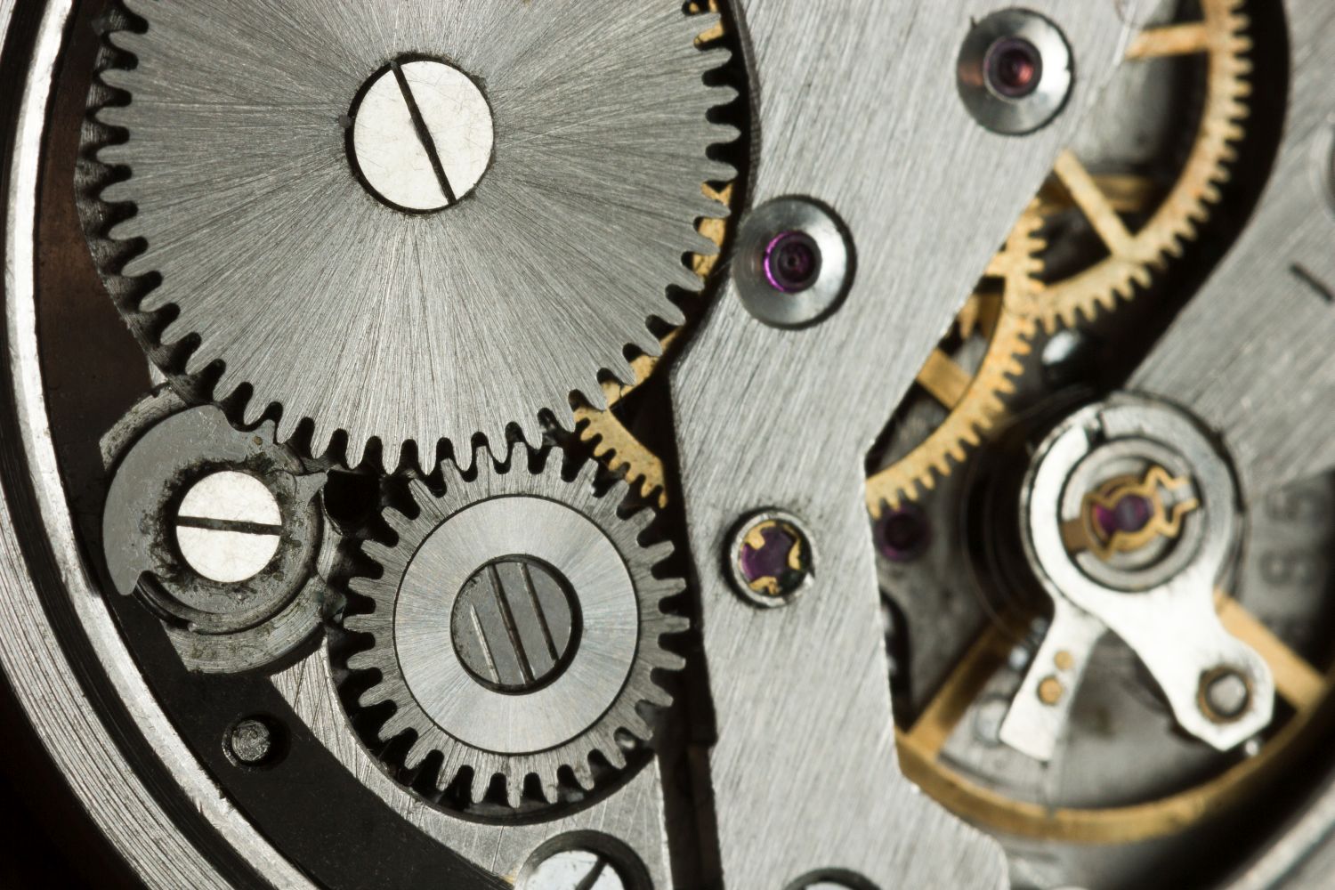 Closeup of old retro clock mechanism